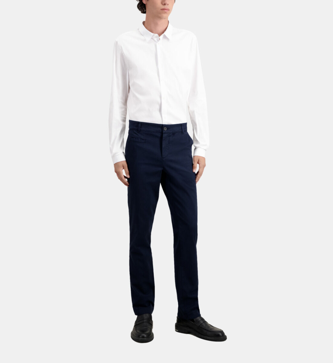 Blue chinos black sales shirt