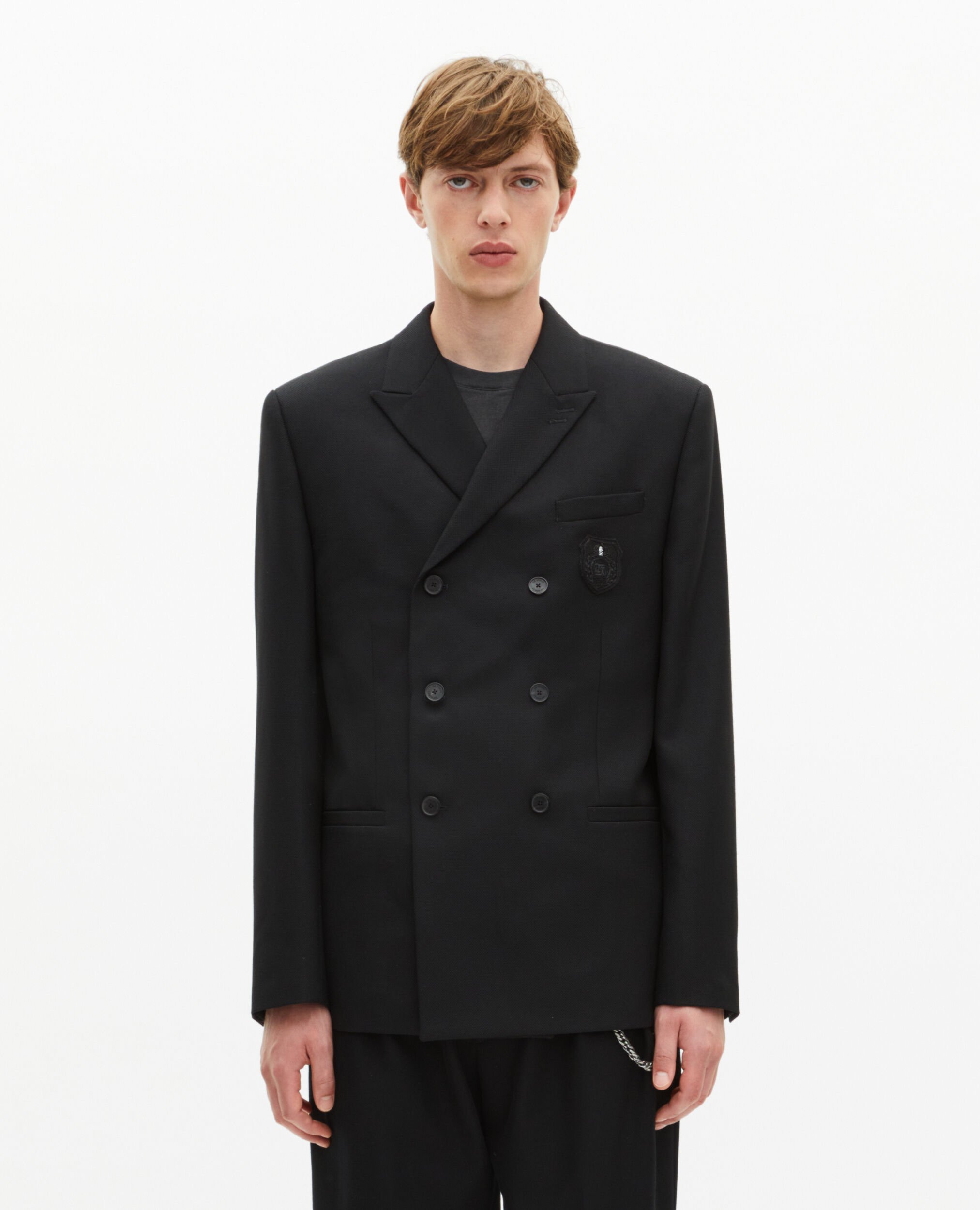Veste droite avec blason noire, BLACK, hi-res image number null