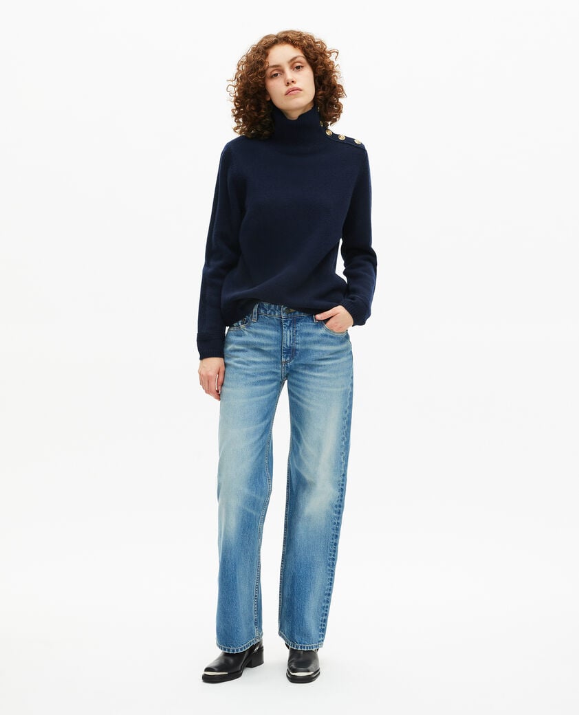 The Kooples FEMME NAVY pull col montant en laine marine