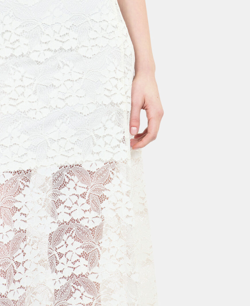 The Kooples WOMEN ECRU long ecru lace skirt
