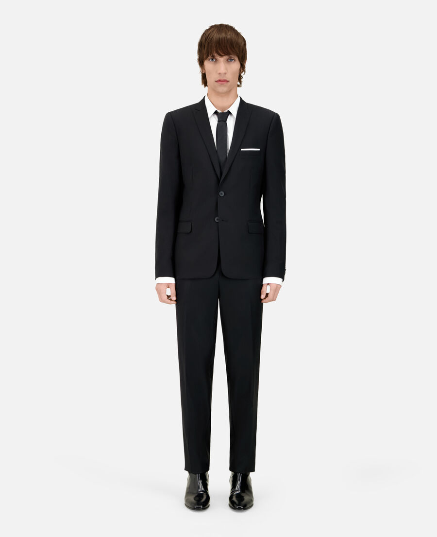 The Kooples HOMME BLACK veste de costume à pochette en laine noire 