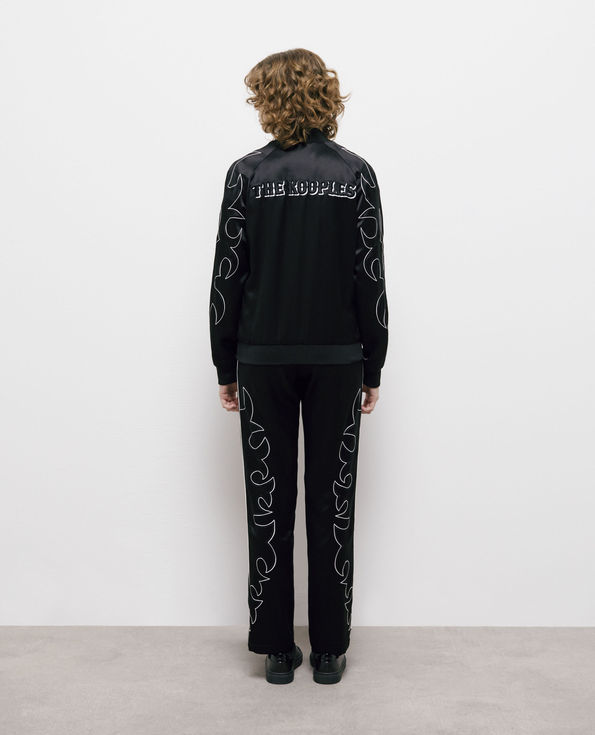 Black Teddy jacket with Western-style embroidery, BLACK, hi-res image number null