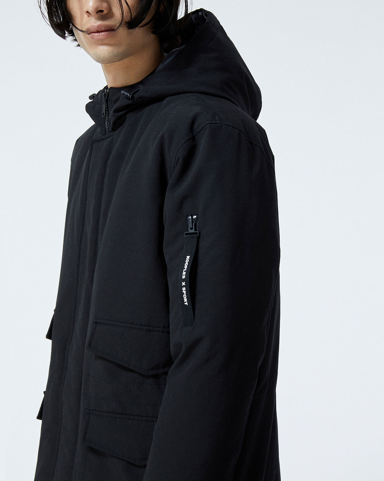 The Kooples HOMBRE BLACK parka algodón negra capucha forrada