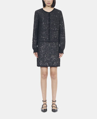 The Kooples FEMME BLACK cardigan à sequins en maille noire