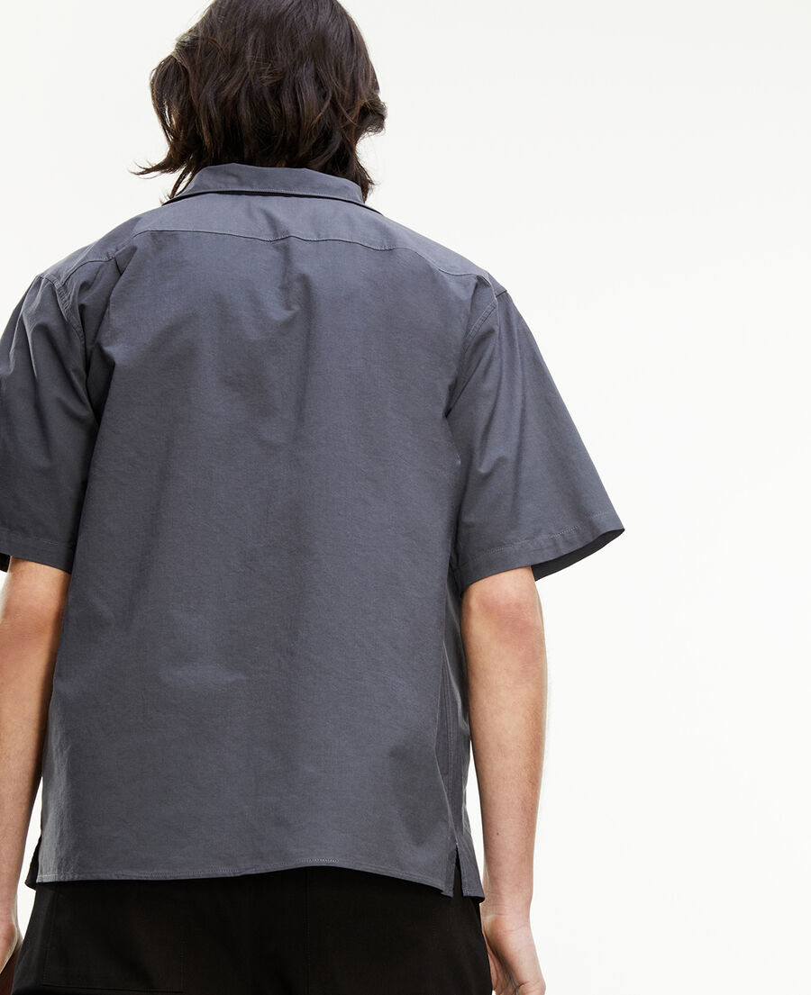 charcoal gray cotton shirt with pockets