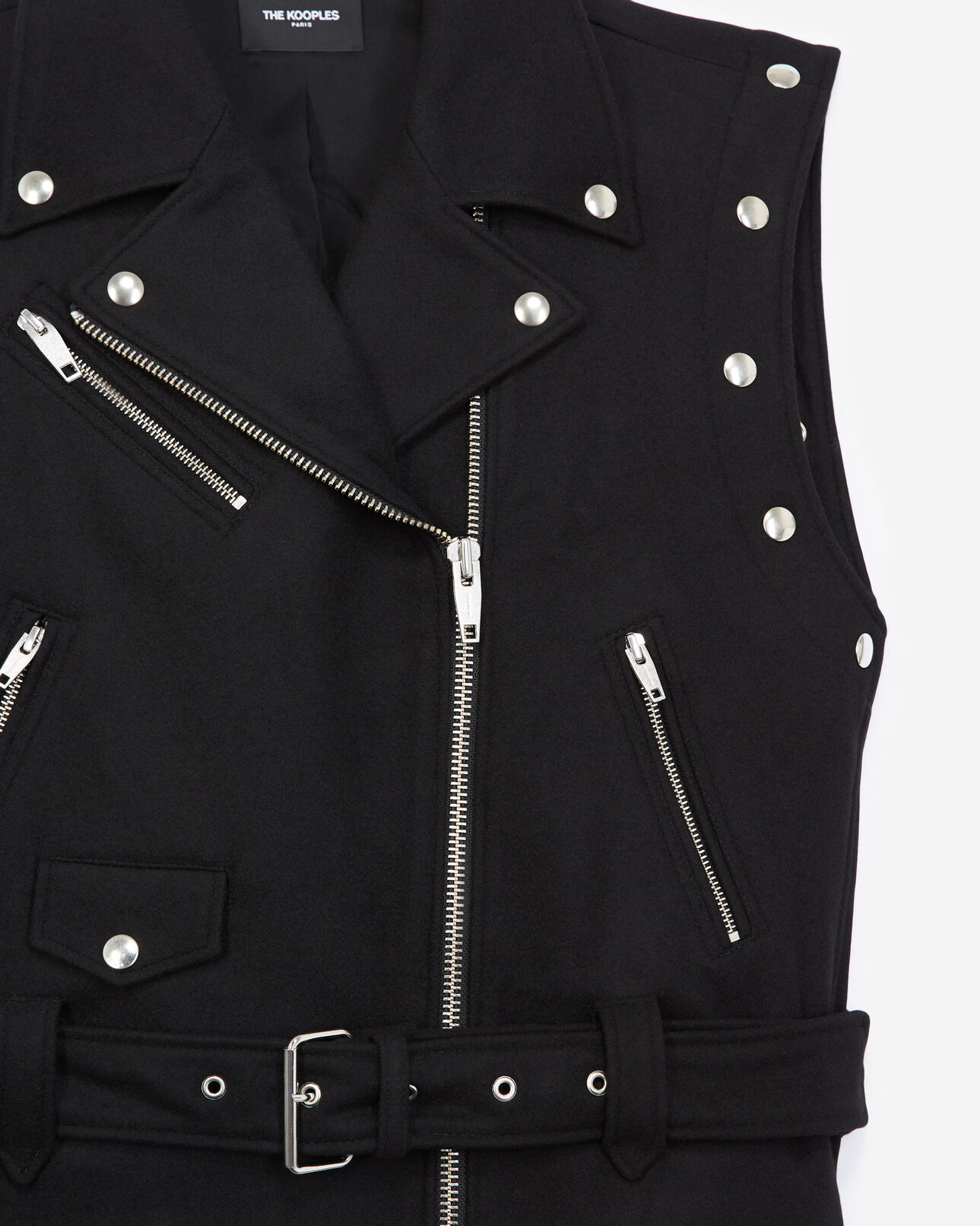 The Kooples MUJER BLACK abrigo lana negro corto detalle presión