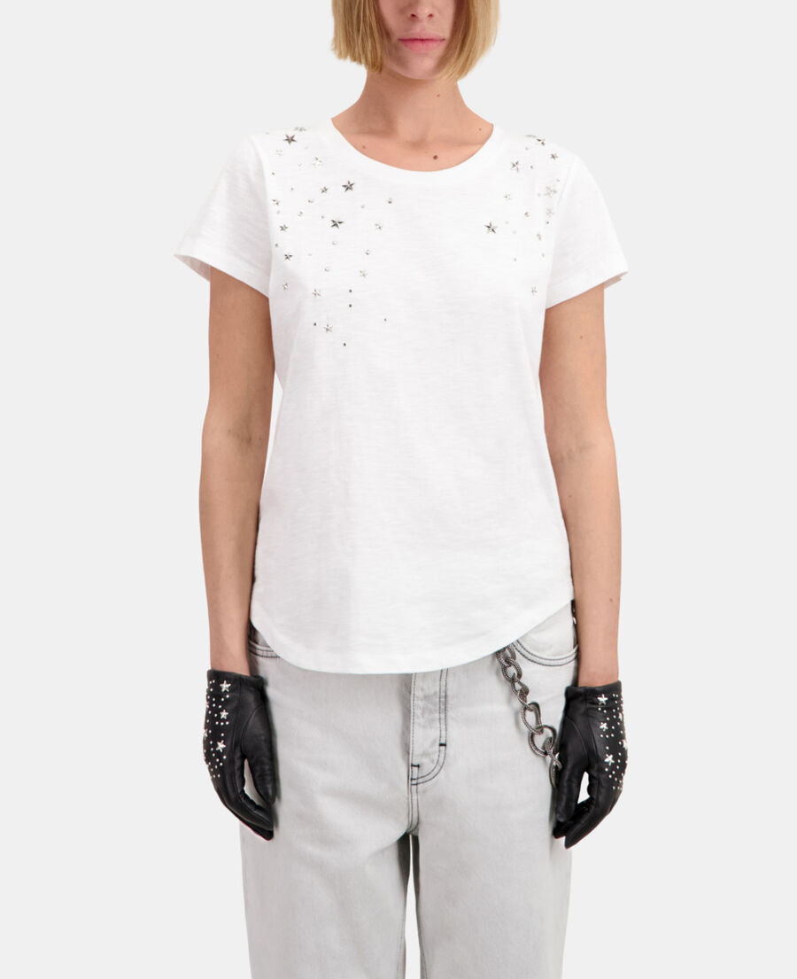 women's white t-shirt with stars