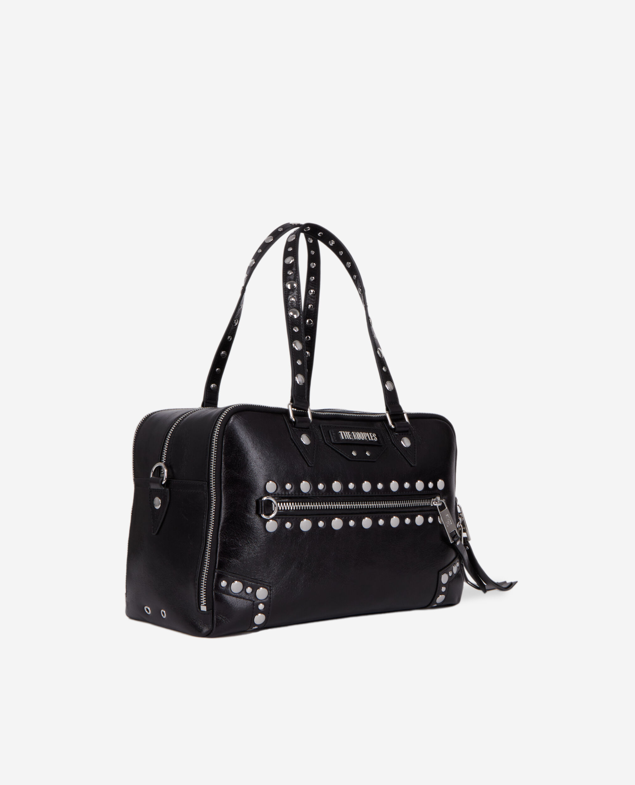 Grand sac main Jill en cuir noir avec clous The Kooples