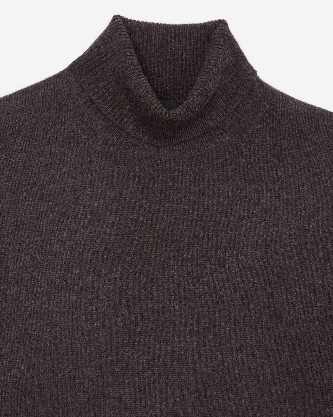 The Kooples MEN BROWN dark brown sweater in wool with turtleneck