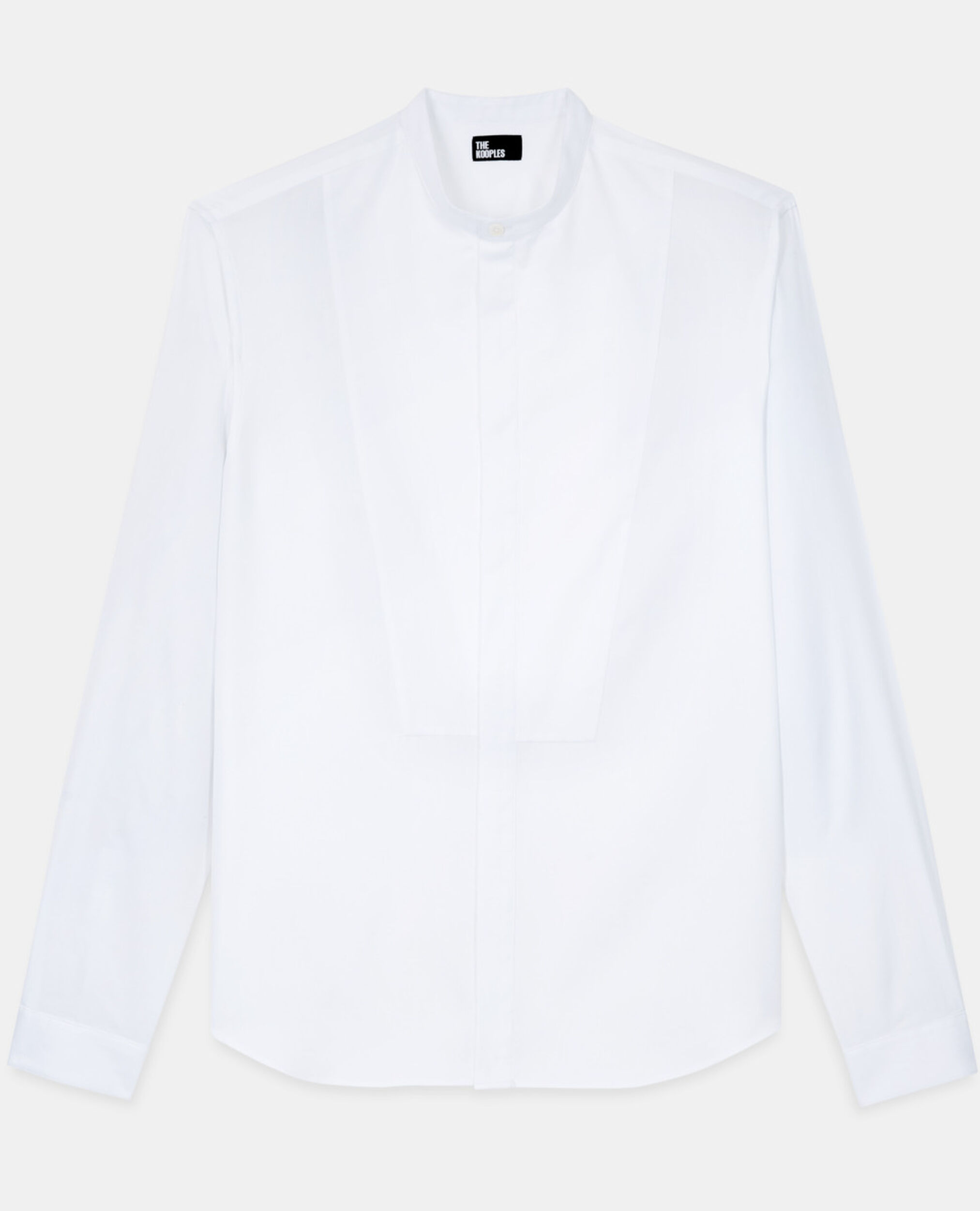 Camisa cuello Mao algodón blanca, WHITE, hi-res image number null