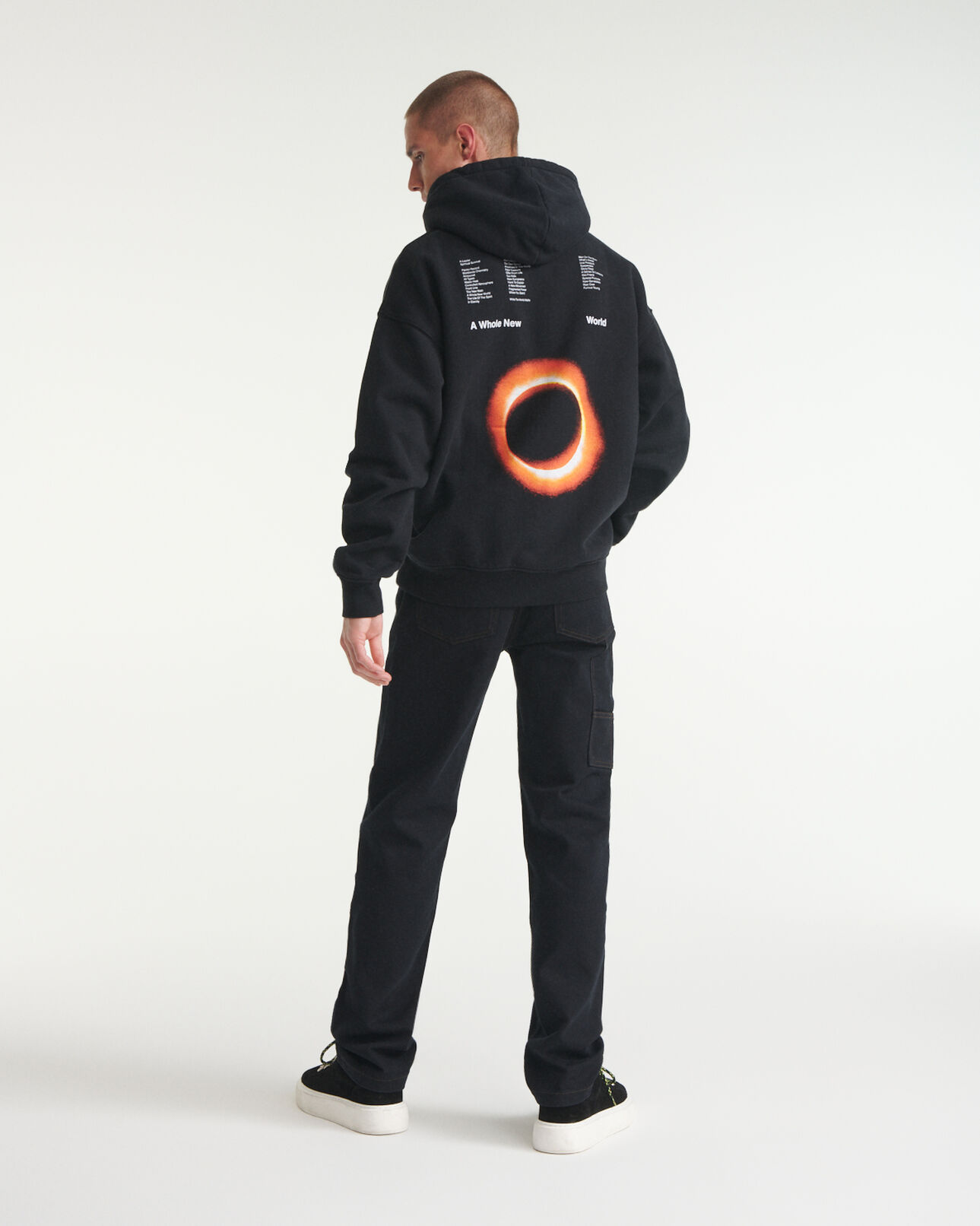 The Kooples HOMME BLACK sweat capuche noir imprimé eclipse dos