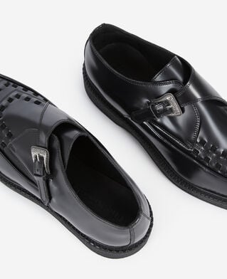 The Kooples MEN BLACK black leather derbies with buckle