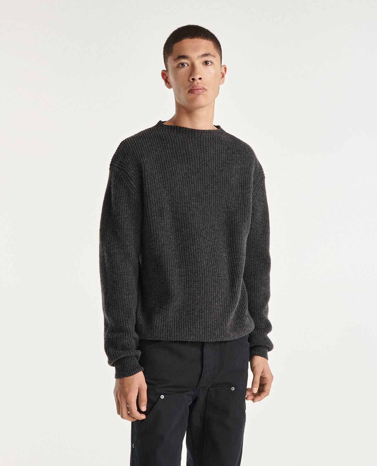 Pull laine cachemire grise col rond The Kooples