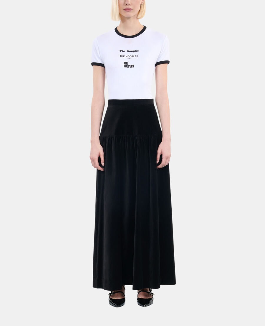 The Kooples FEMME BLACK jupe longue en velours noir