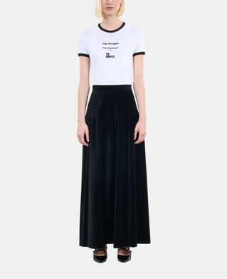 The Kooples FEMME BLACK jupe longue en velours noir