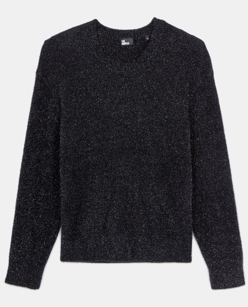 The Kooples HERREN BLACK schwarzer pullover mit pailletten-effekt