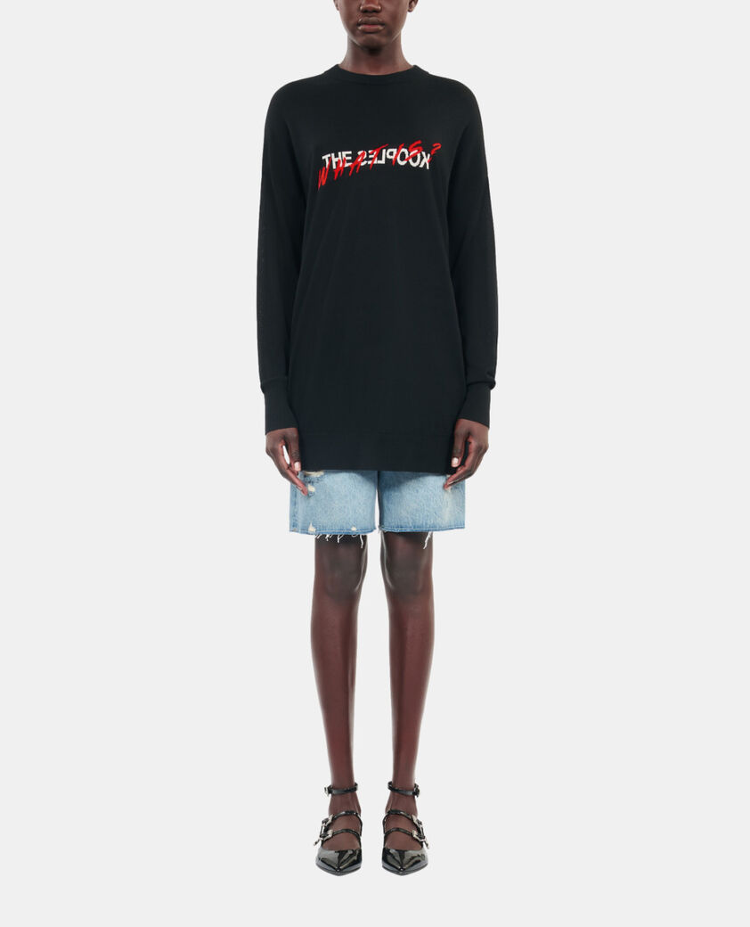 The Kooples FEMME BLACK RED OFF WHITE pull what is en laine noir