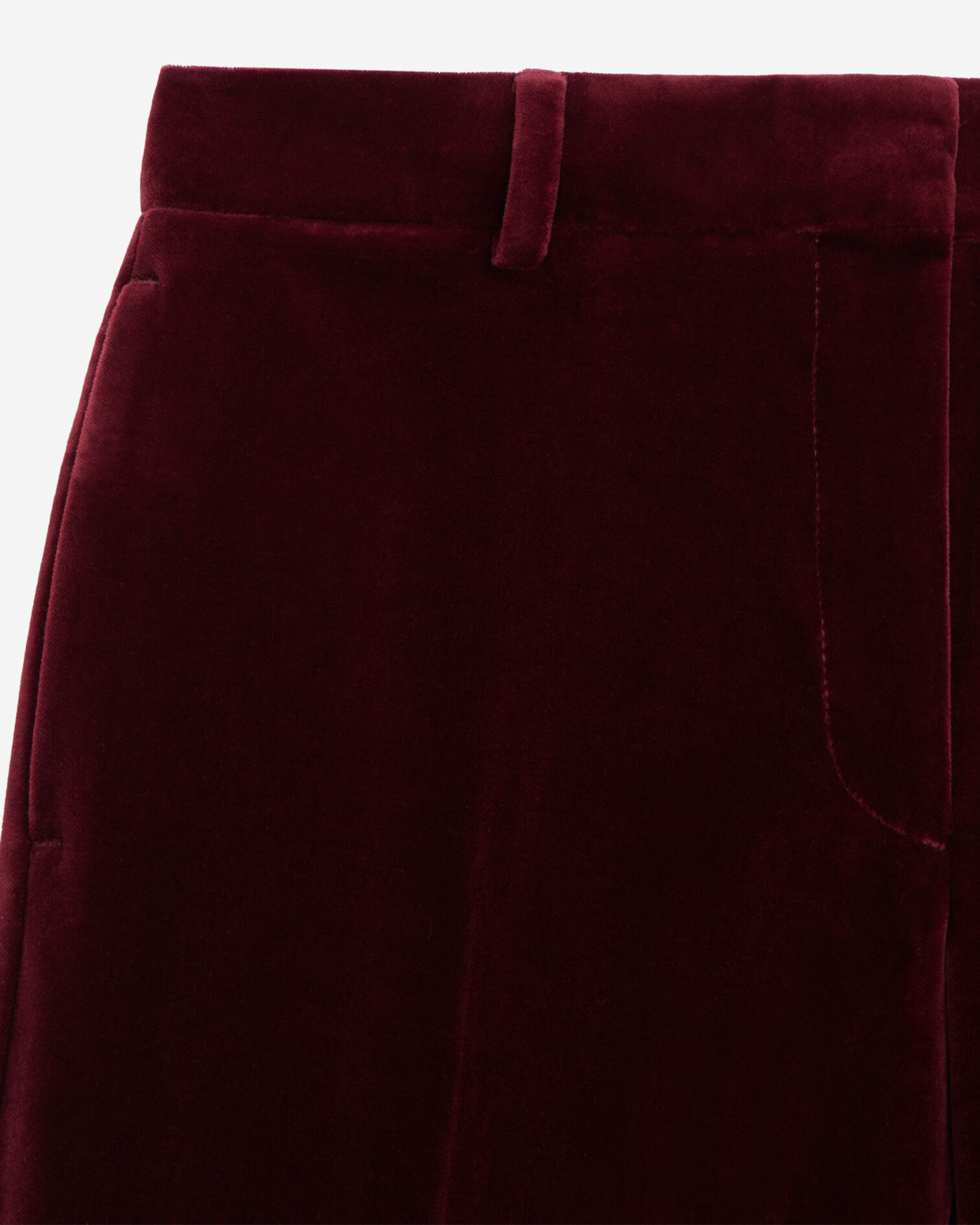 Pantalon tailleur bordeaux en velours, BURGUNDY, hi-res image number null