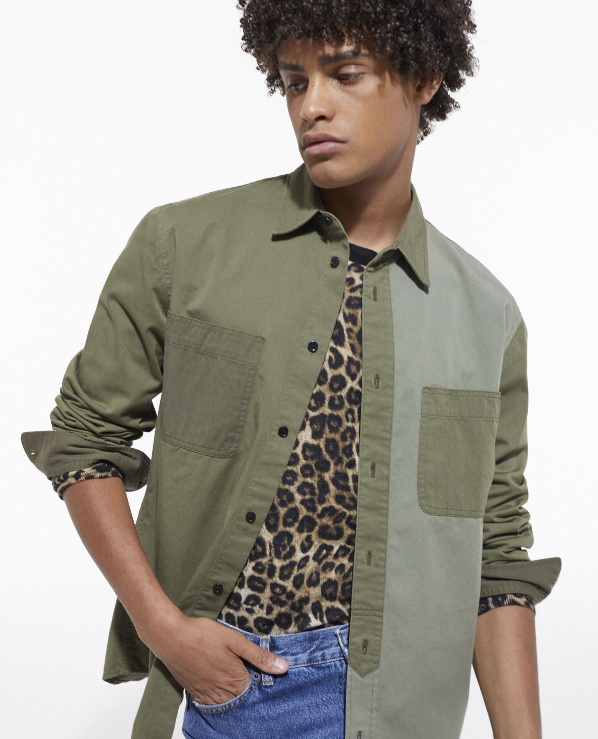 Patchwork deals denim shirt