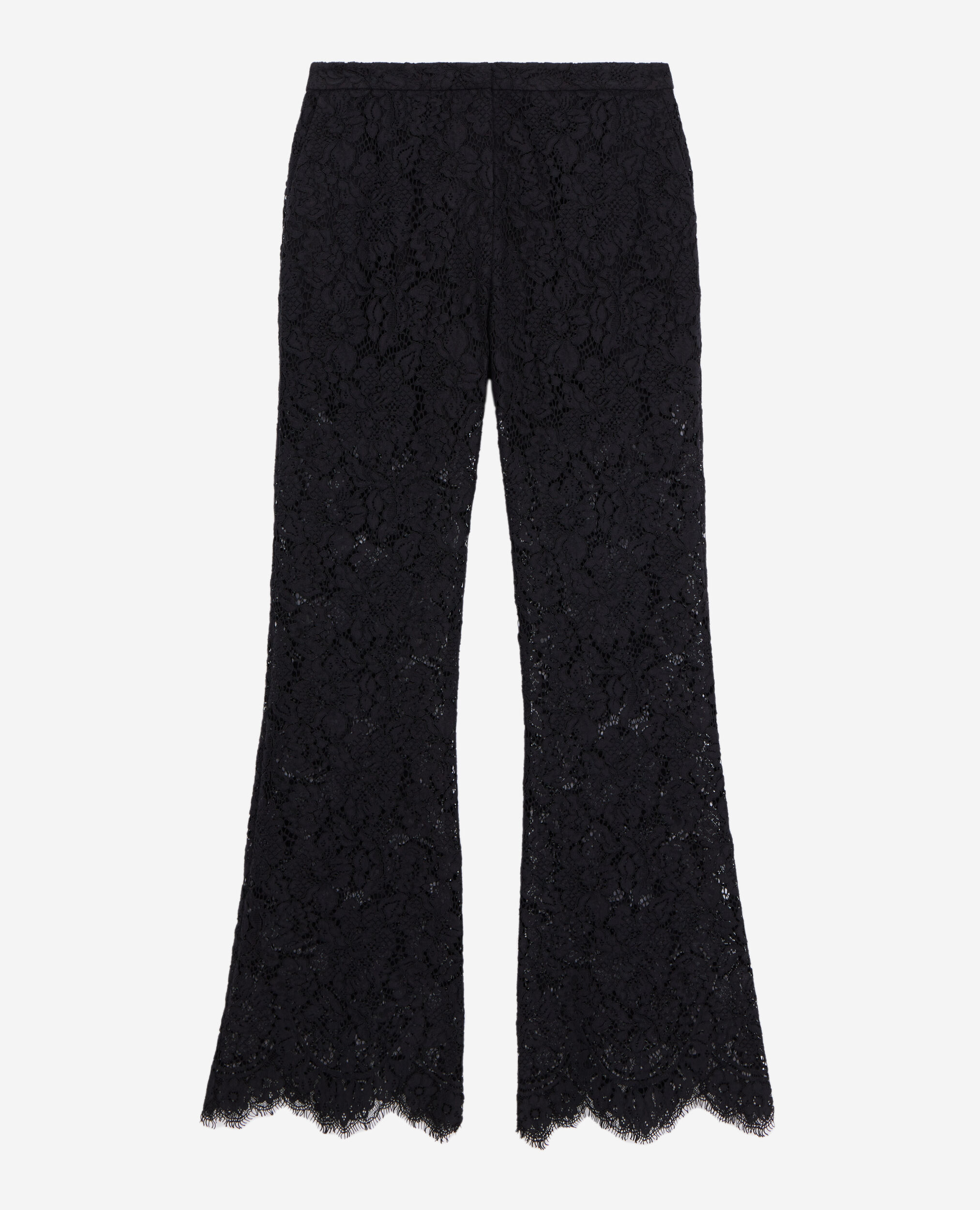 Women's New Black Lace Stitching High Waist Loose Fishtail Pants
