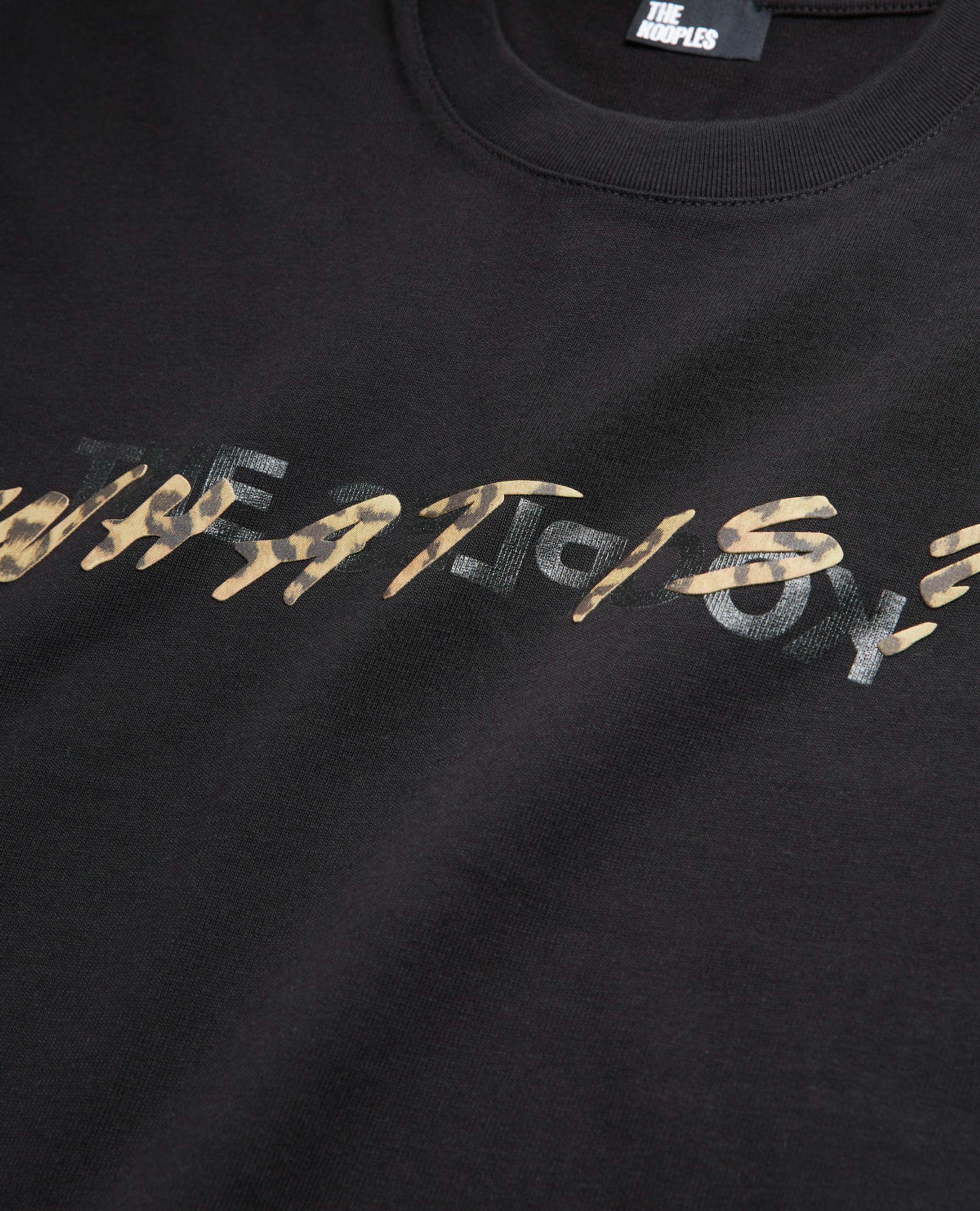 What is black and leopard t-shirt, BLACK, hi-res image number null