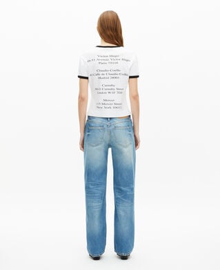 The Kooples DAMEN WHITE weißes t-shirt mit locations-siebdruck