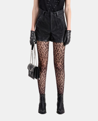The Kooples F BLACK leather shorts with studs