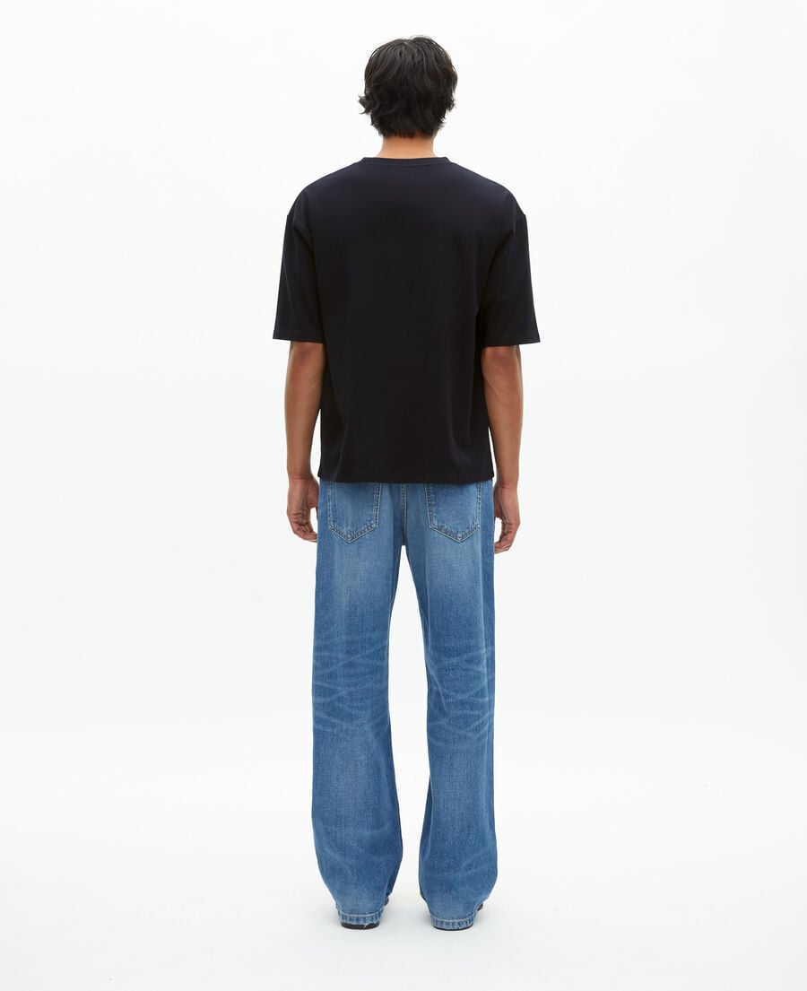 The Kooples MEN NAVY unisex plain navy blue loose-fitting t-shirt