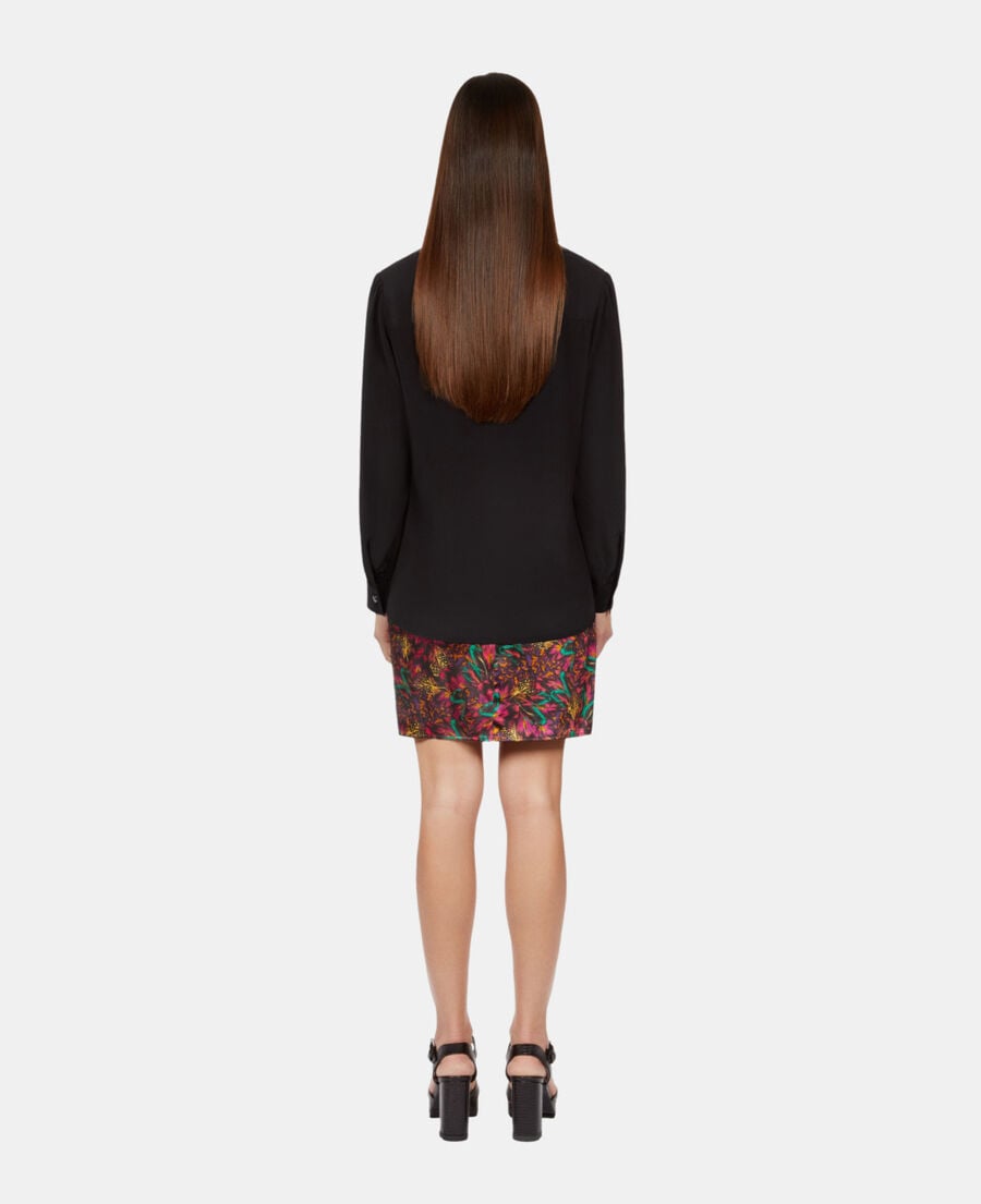 The Kooples FEMME BLACK chemise en soie avec plissage noire