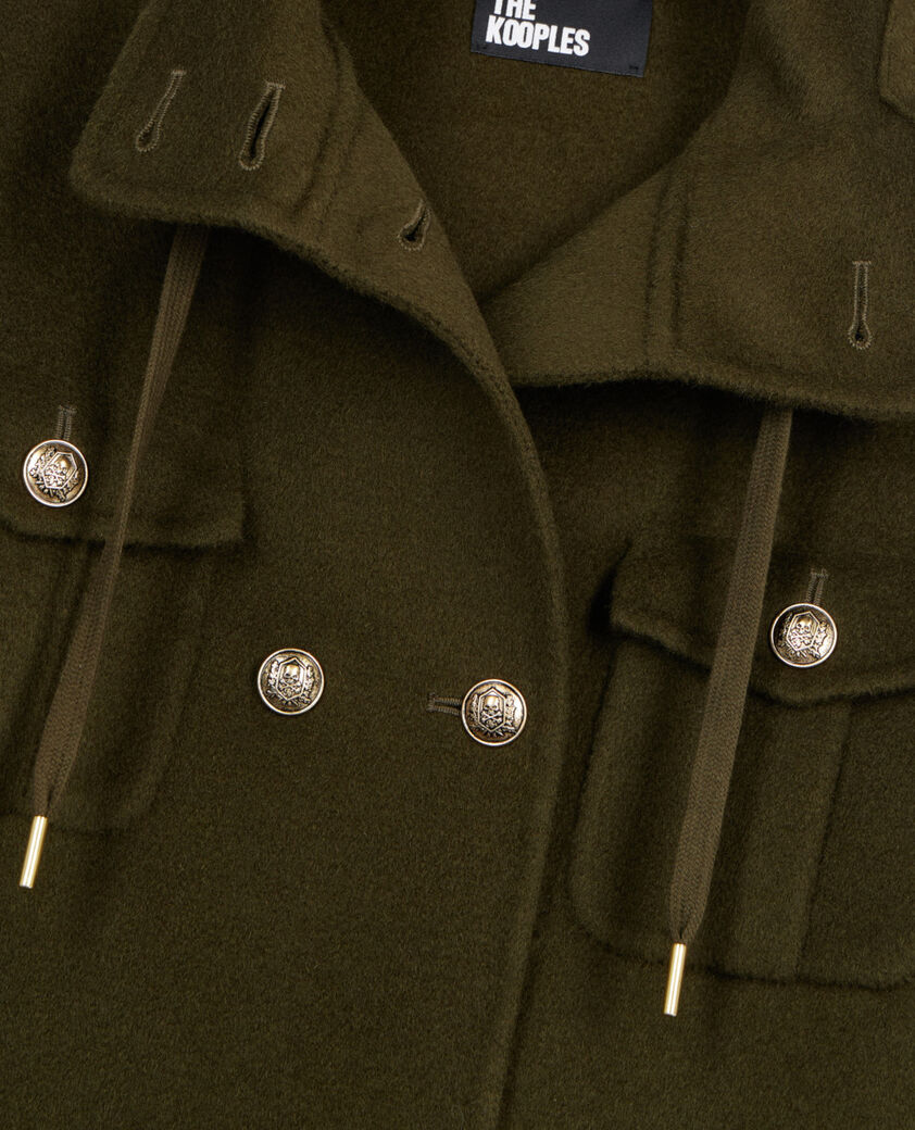 The Kooples FEMME KAKI blouson style officier en laine m&eacute;lang&eacute;e kaki