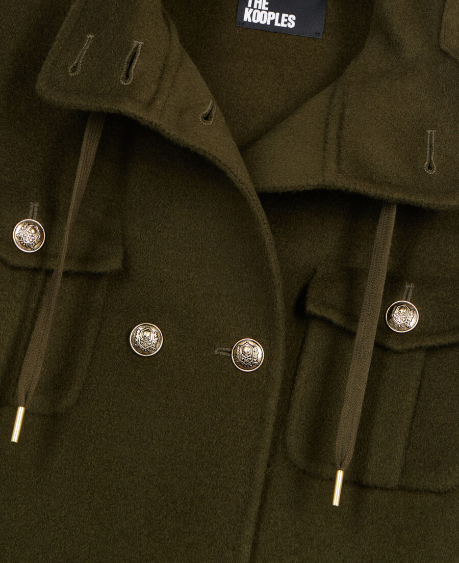 The Kooples FEMME KAKI blouson style officier en laine m&eacute;lang&eacute;e kaki