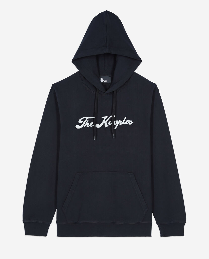The Kooples HERREN BLACK WASHED schwarzes kapuzensweatshirt mit logo