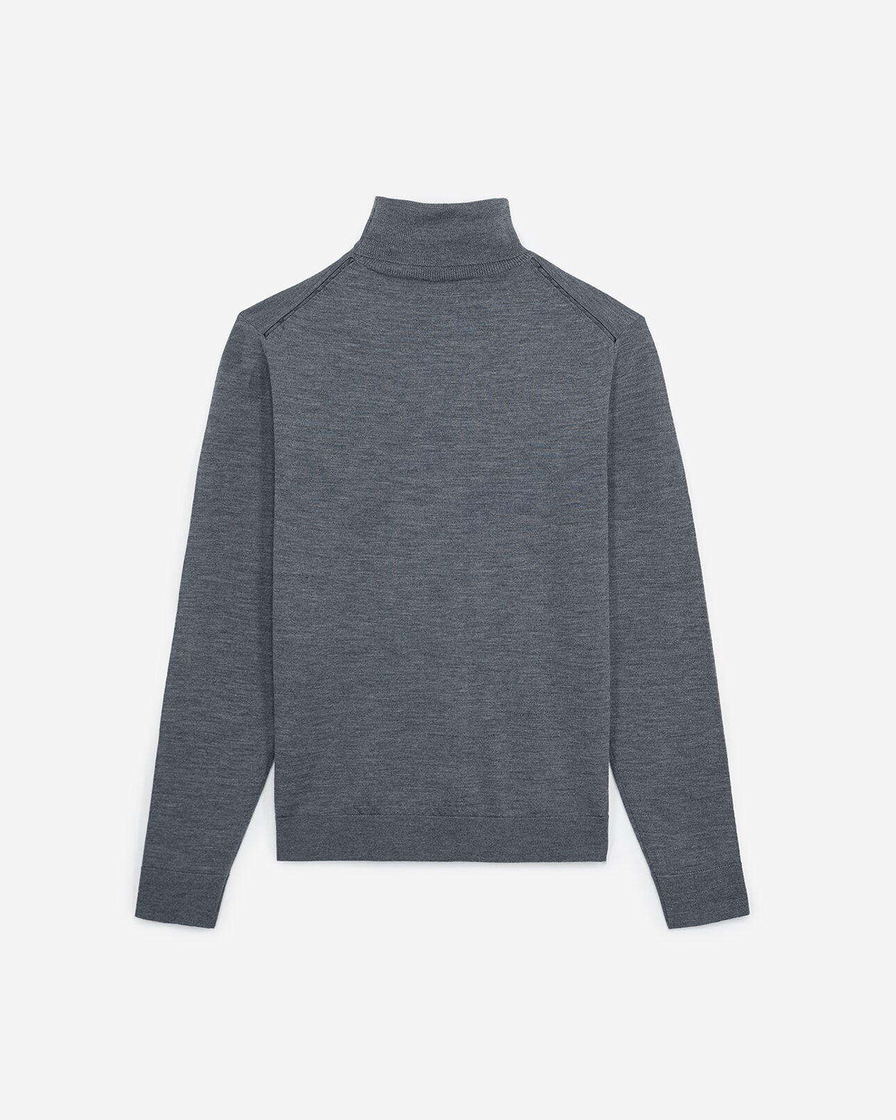 The Kooples MEN MIDDLE GREY MELANGE slim grey wool turtleneck sweater w/leather