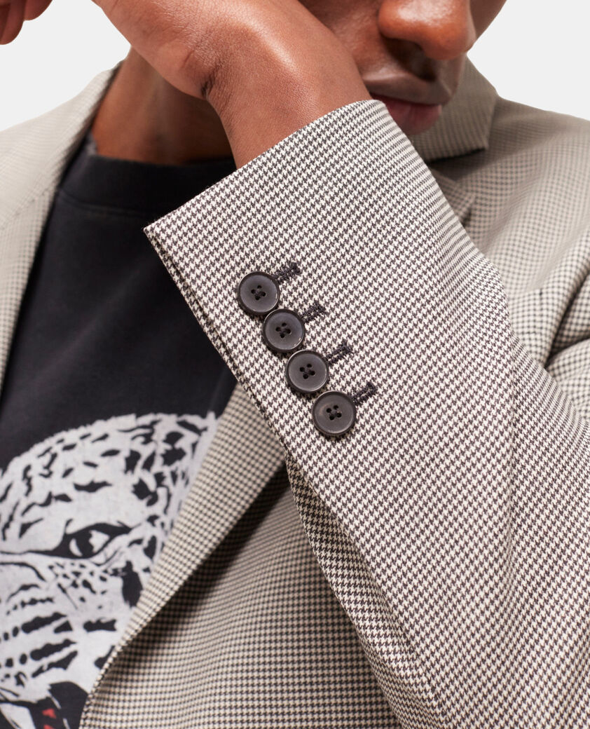 The Kooples MEN ECRU BLACK gray patterned wool suit jacket