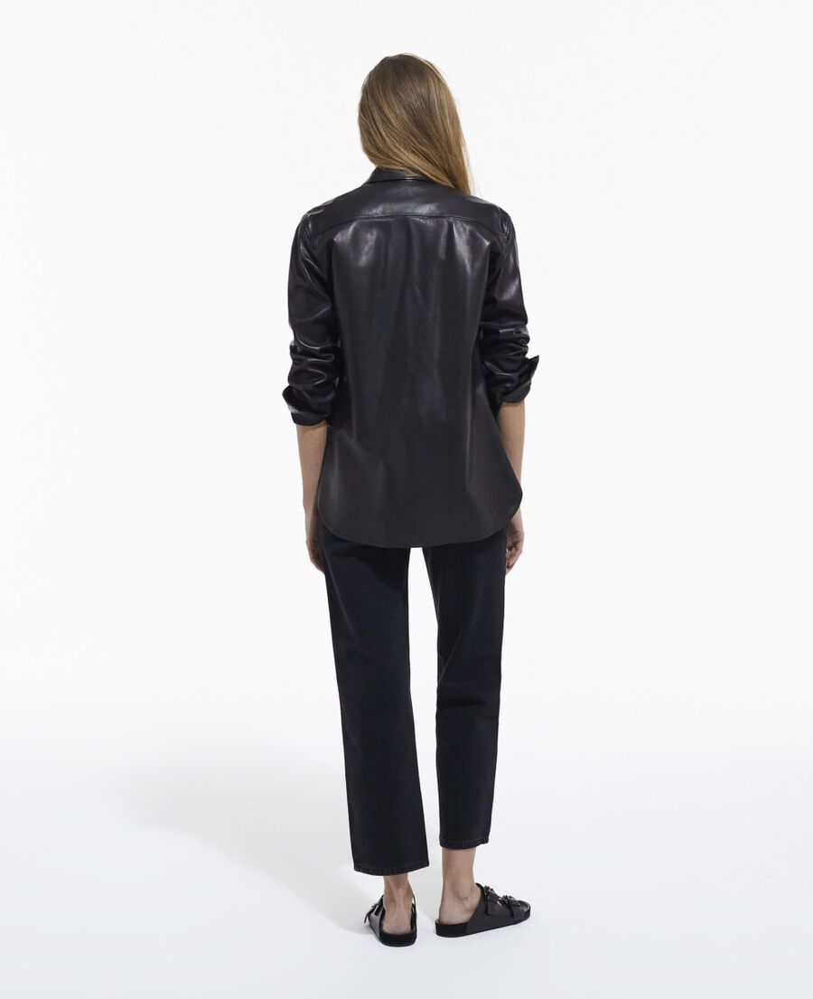 black leather shirt