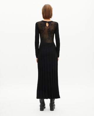 The Kooples WOMEN BLACK mesh maxi dress with black lace