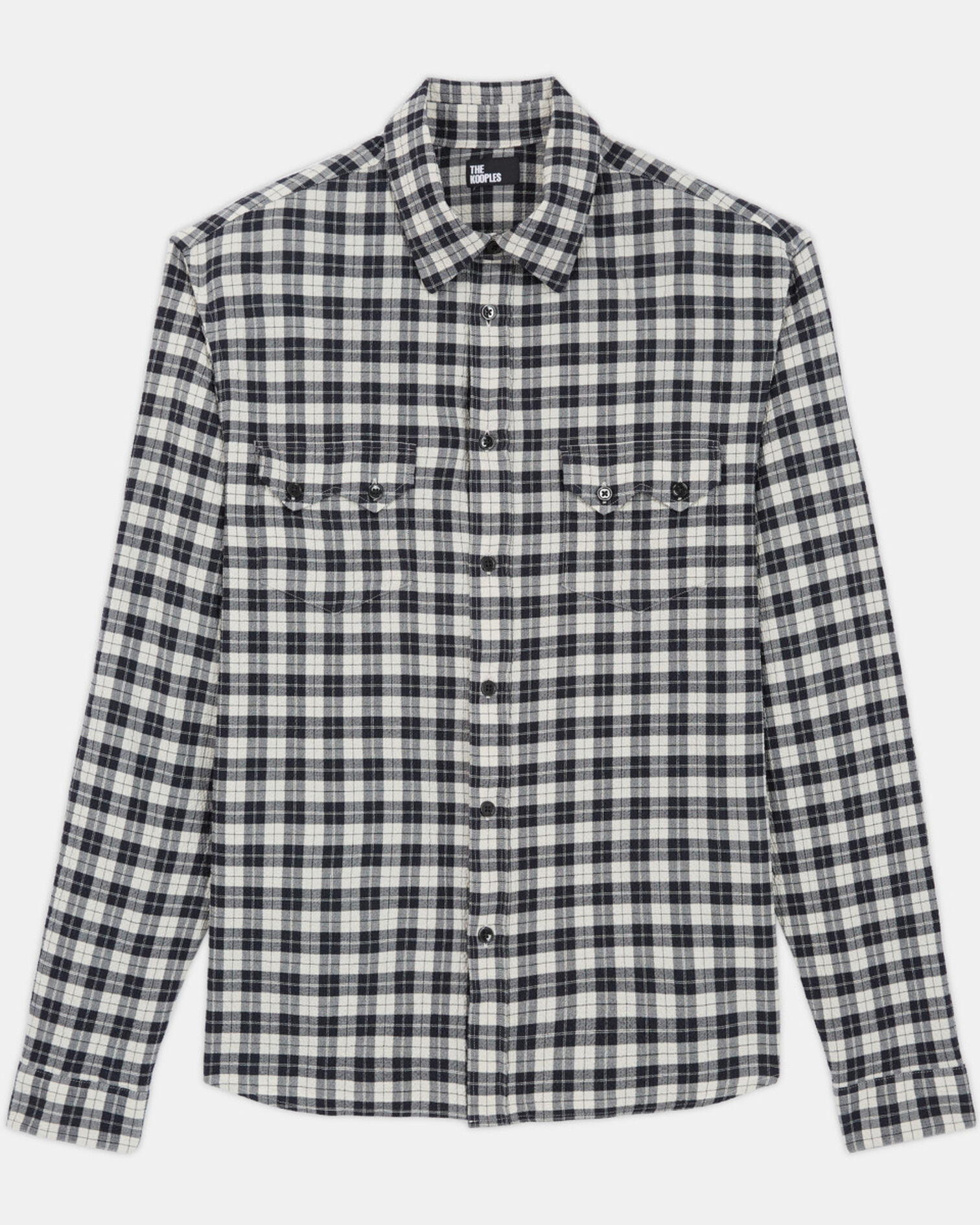 Check shirt with classic collar, LIGHT GREY, hi-res image number null