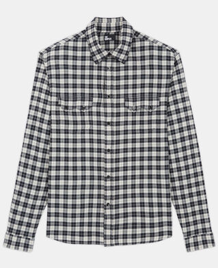 The Kooples HOMME LIGHT GREY chemise col classique à carreaux