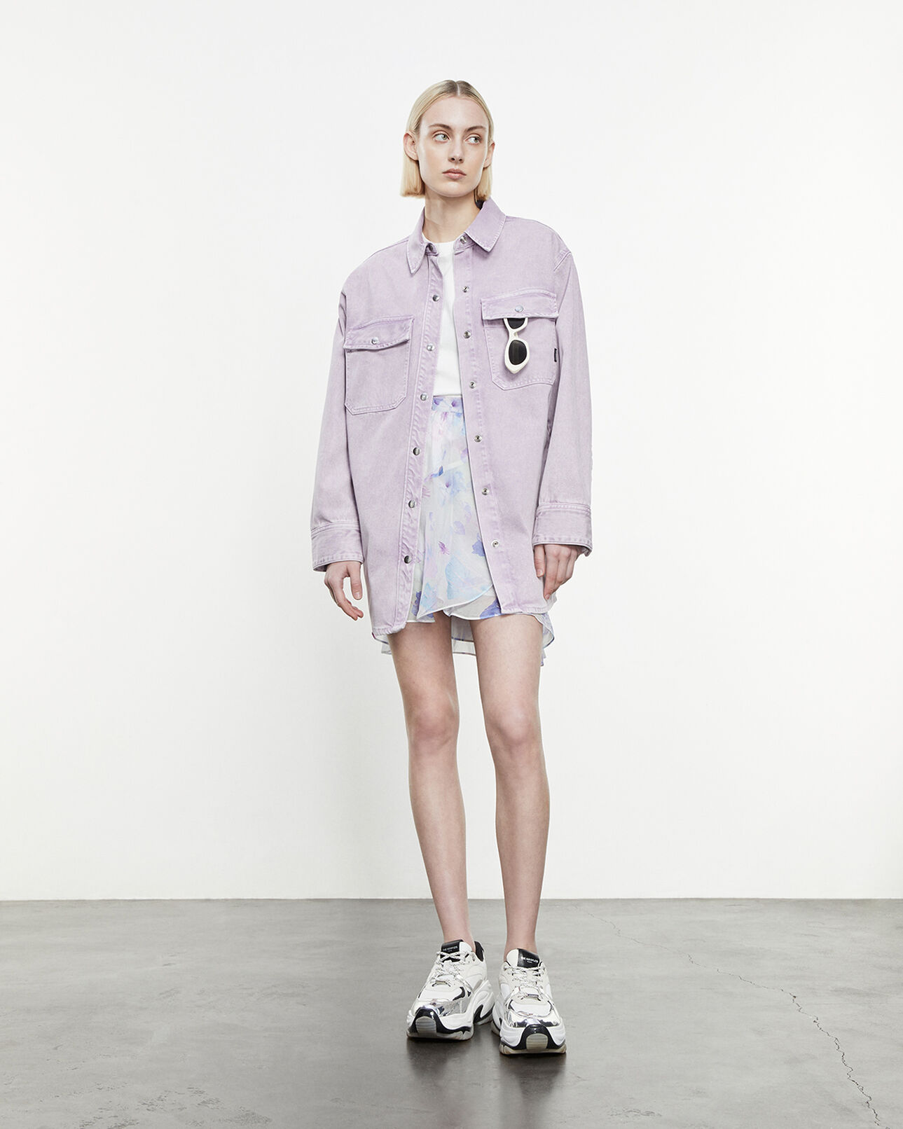 The Kooples MUJER LIGHT PURPLE camisa vaquera violeta amplia bolsillos
