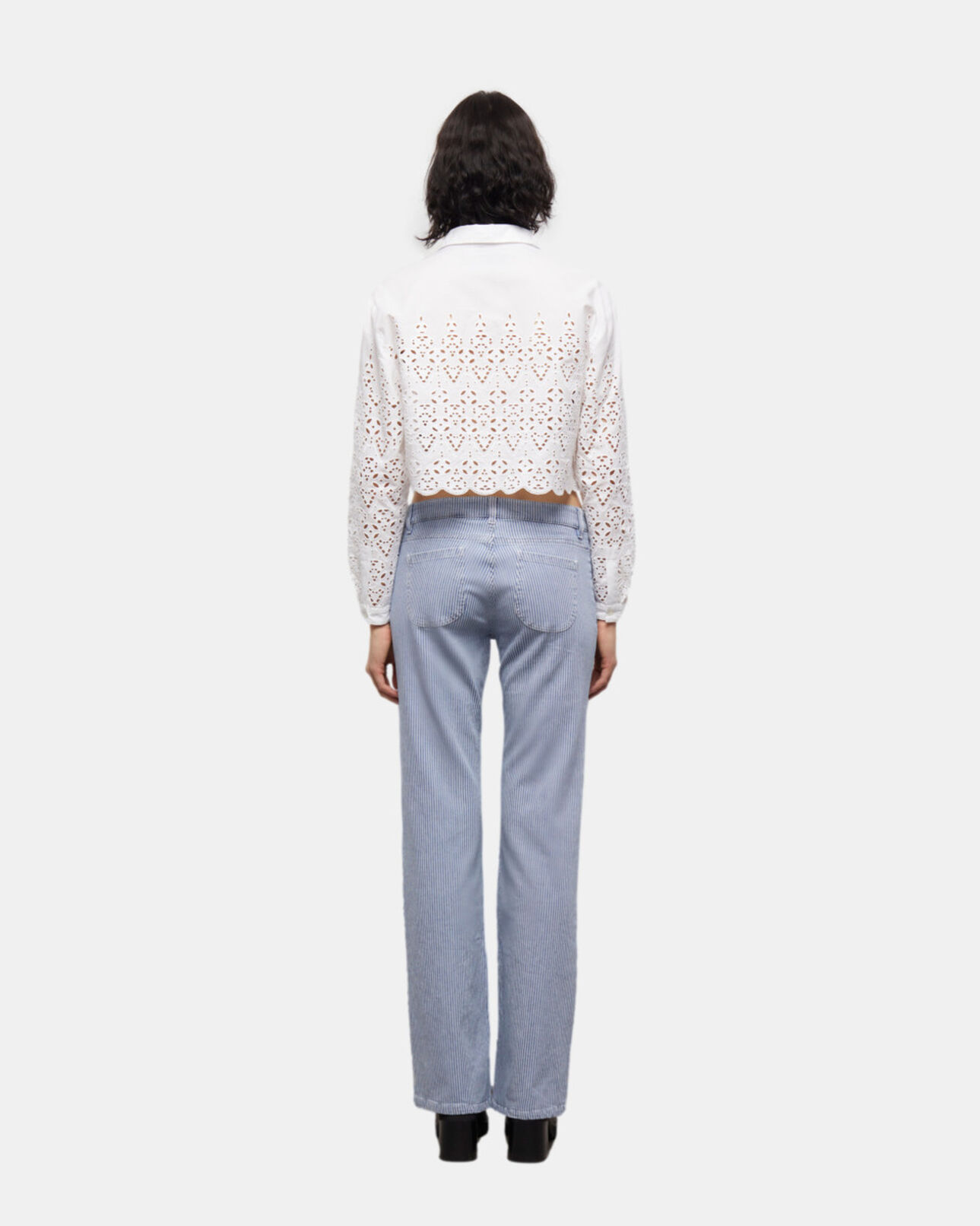The Kooples DAMEN WHITE kurzes, weißes hemd mit englischer stickerei