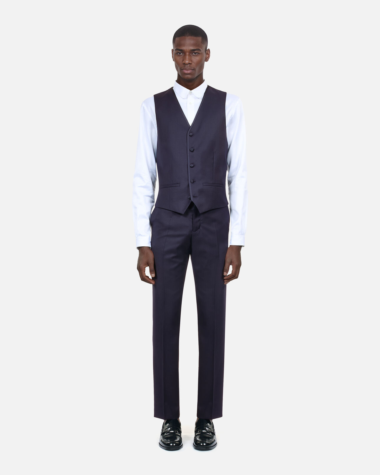The Kooples HOMME NAVY gilet de smoking en laine bleu marine coupe ajustée