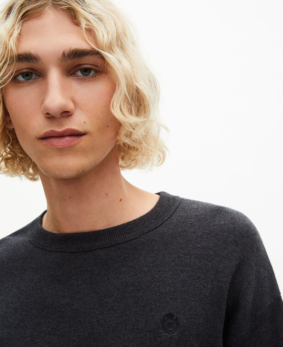 The Kooples HOMME DARK GREY MELANGE pull col rond double face gris