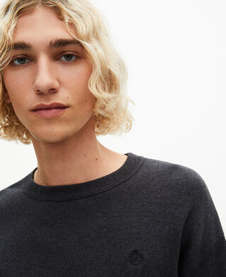 The Kooples HOMME DARK GREY MELANGE pull col rond double face gris