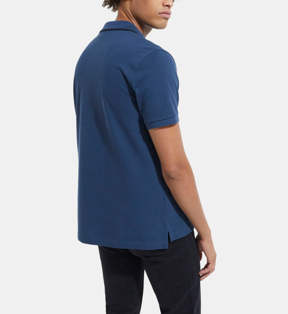 Navy blue polo with sale black pants