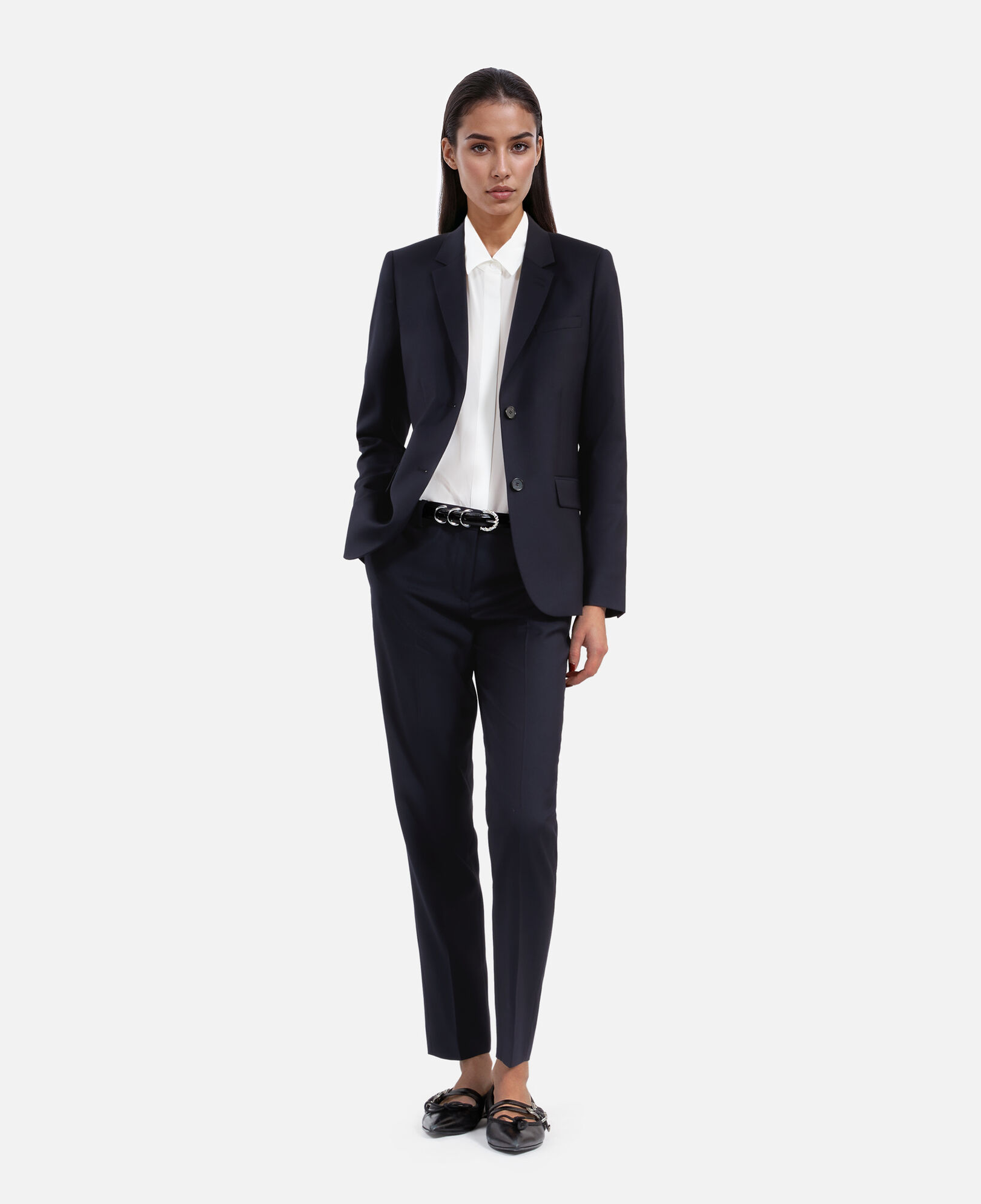 The Kooples FEMME NAVY veste tailleur en laine bleu marine coupe cintrée