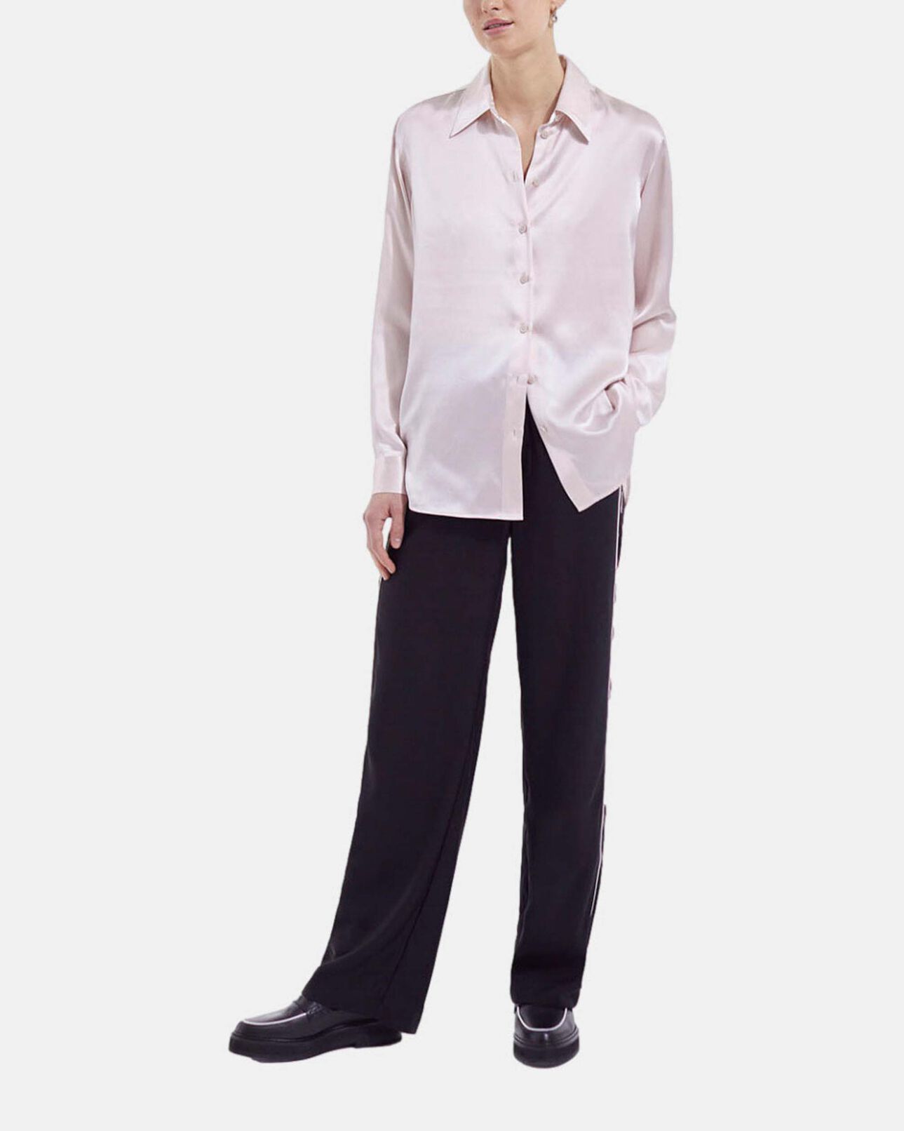 The Kooples WOMEN LIGHT PINK pale pink silk shirt with wide cuffs