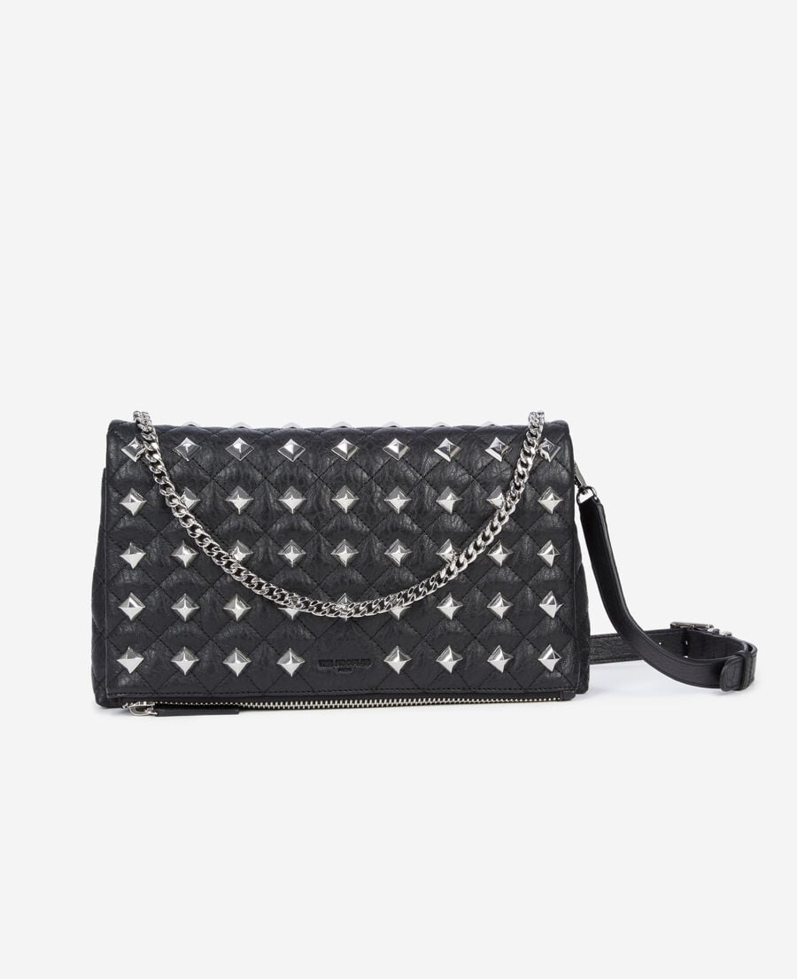 The Kooples WOMEN BLACK heritage medium black leather pouch