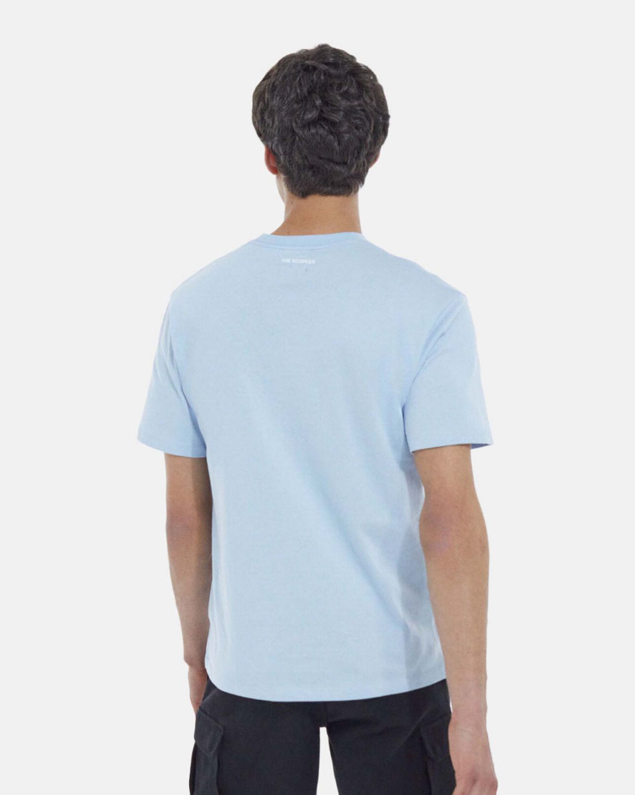 The Kooples HERREN BLUE blaues t-shirt mit totenkopfprint und blumen