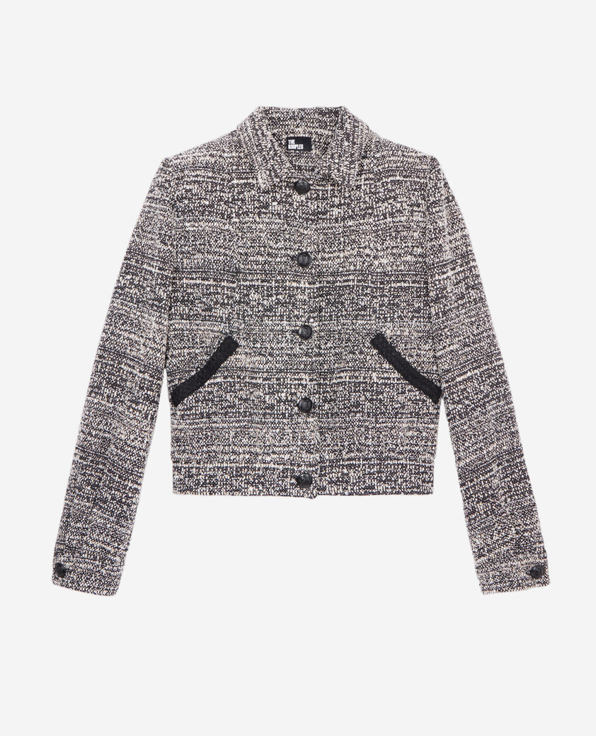 The Kooples FEMME BLACK WHITE veste en tweed noire et blanche
