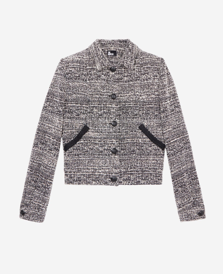 The Kooples MUJER BLACK WHITE chaqueta negra blanca tweed